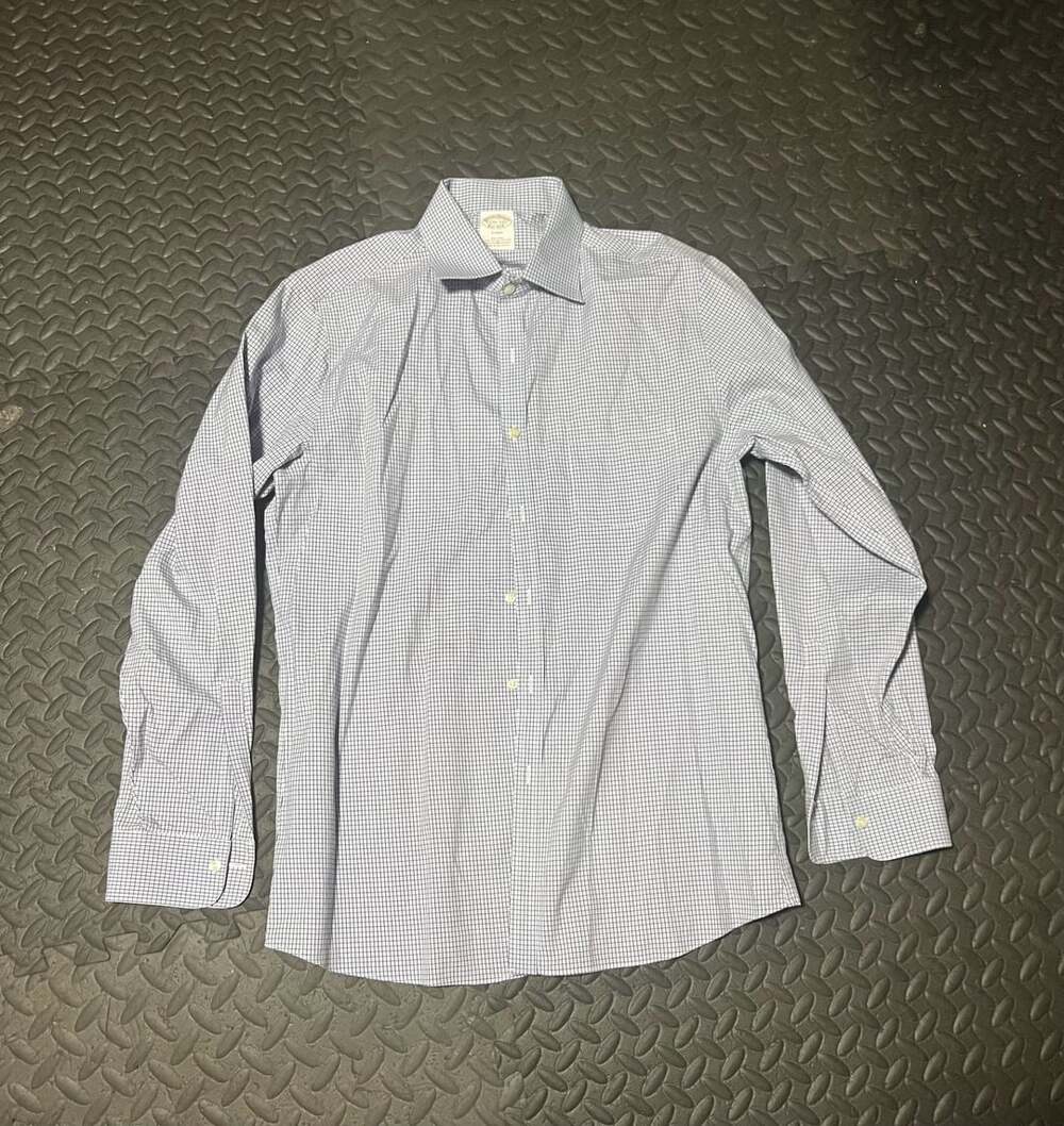 Brooks Brothers Soho Dress Shirt Size 15.5-33 Blue Plaid Non-Iron